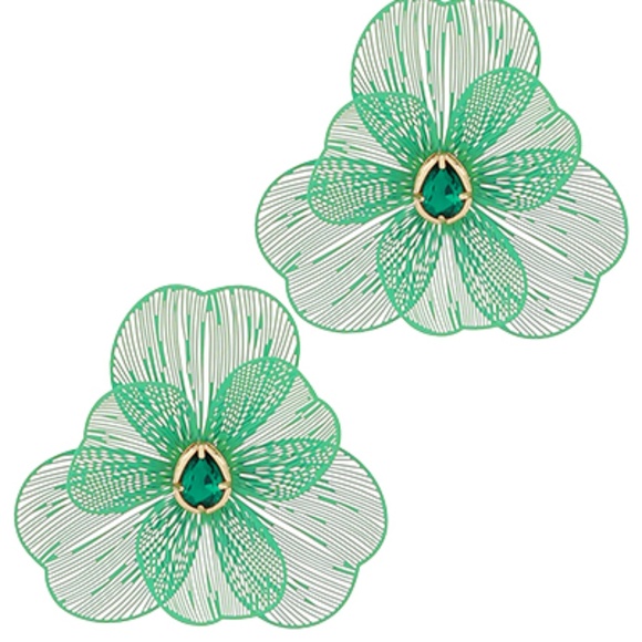 Color Coated Filigree Flower Teardrop Earrings - Picture 1 of 3